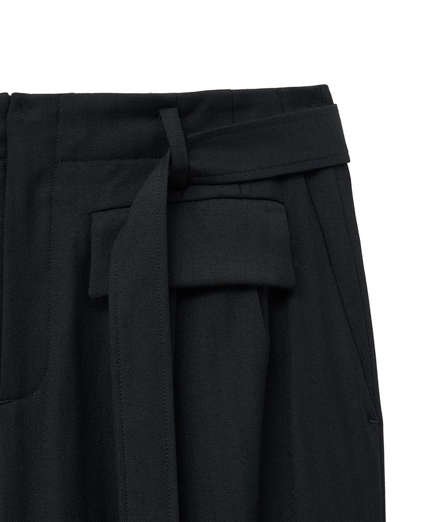 NOIRER Six-Pocket Wide Slacks (Black Herringbone)