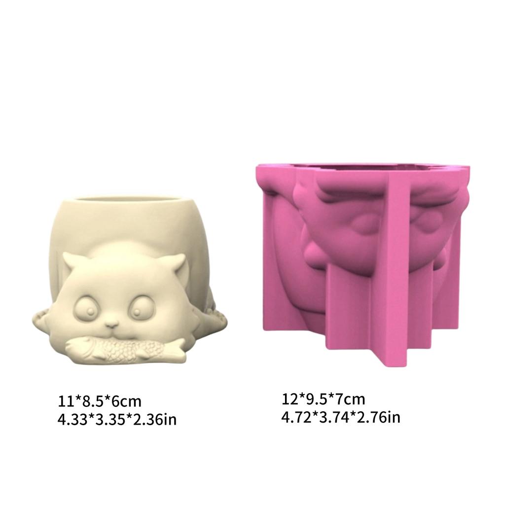 Creative Cats Planter Sturdy Silicone Mould Reusable Artistics Cement Cast Craft Supplies Accessory for Home and Garden
