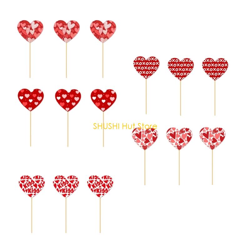 Valentines Party Vase Inserts Ornament 15Pcs Cardstock DIY Decors For Table Centerpieces Floral Arrangement D57B