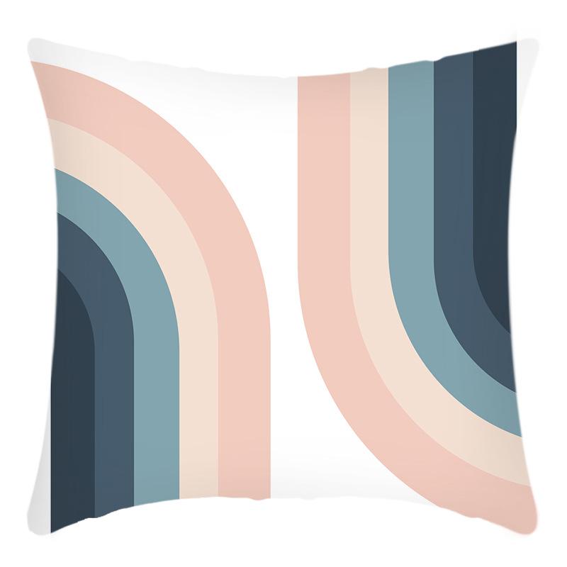 New Art Abstract Print Color Cross Print Line Short Plush Home Sofa Cushion Cover