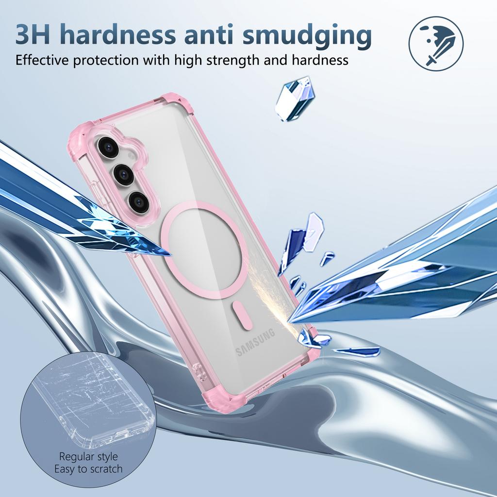 For Samsung Galaxy S23 FE Magnetic Case TPU+PC Clear Phone Cover with Thickened Corners