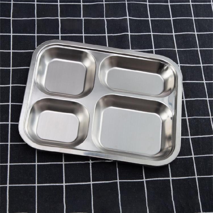 Lightweight 304Stainless Steel Plate Rectangular Divided Plate Dinner Tray
