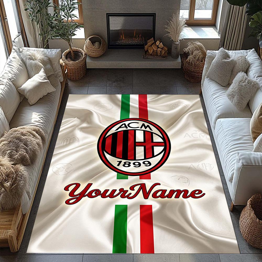 Ac Milan Customize Your Name Carpet Suitable for Foyer Bedrooms Playrooms Outdoor Anti-slip Rug Decorate Offices Perfect Birthday/Christmas Gift Idea