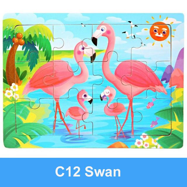 

15*11cm Montessori Wooden 3D Puzzle Cartoon Animal Intelligence Jigsaw Game Early Learning Educational Toys For Children