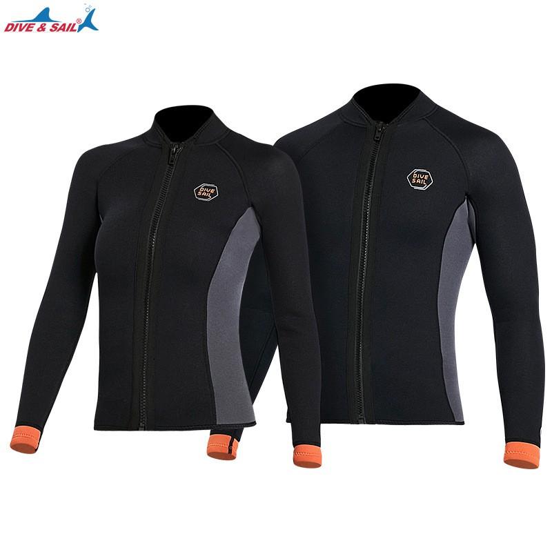 3mm Neoprene Wetsuit Top Men Women Warm Long Sleeve Snorkeling Diving Surfing Winter Swimming