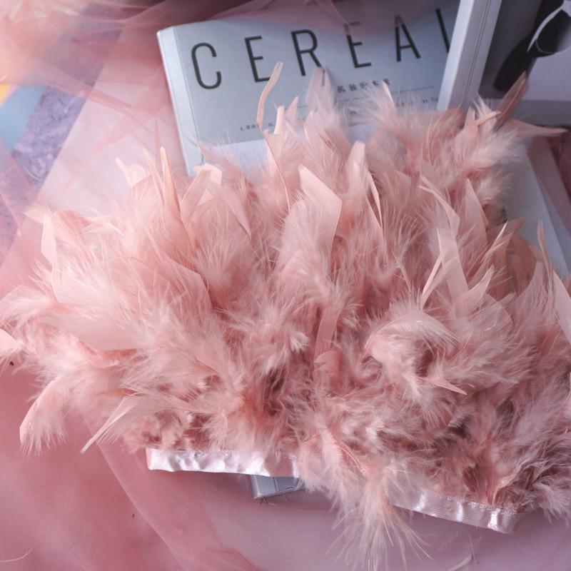 Long Turkey Top Feather Cloth Strip Fire Piece Cloth Edge Stage Performance Clothing Accessories Skirt Diy Decorative Materials