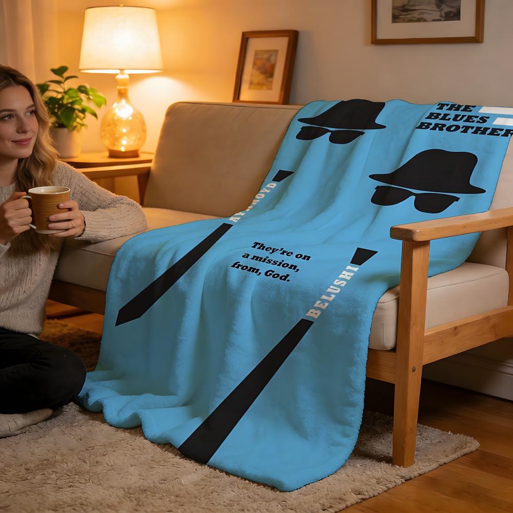 Throw High-Density Short Plush Blanket For Sofa Nap Room Soft Skin-Friendly 1980s Classic Retro Movie The Blues Brothers