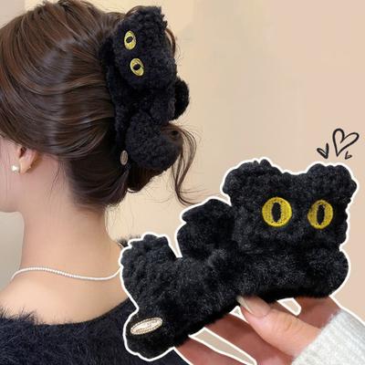 Pinza para el pelo de gato de peluche Grande 3D Felpa Gato Horquilla Animal de Dibujos Animados Pinza de Tiburón Accesorio para Peinar el Cabello de Mujer