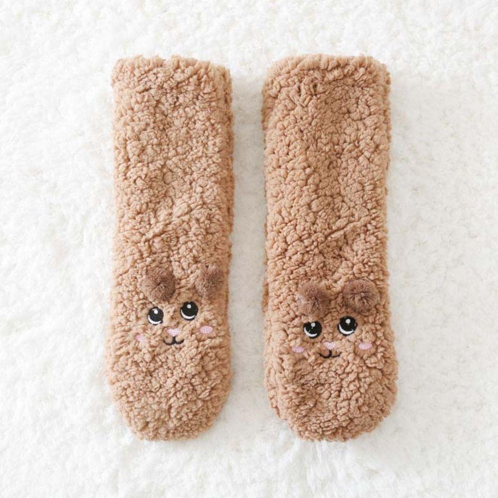 Cartoon Floor Socks Plush Sleeping Socks Cute Fleece Sock Women  Winter