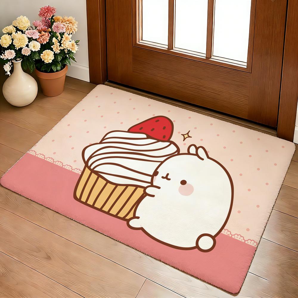 Cartoon Cute M-Molang Floor Mat Cozy Flannel Soft Thick Non-Slip Mat For Living Room Bedroom Kitchen Decor Rugs