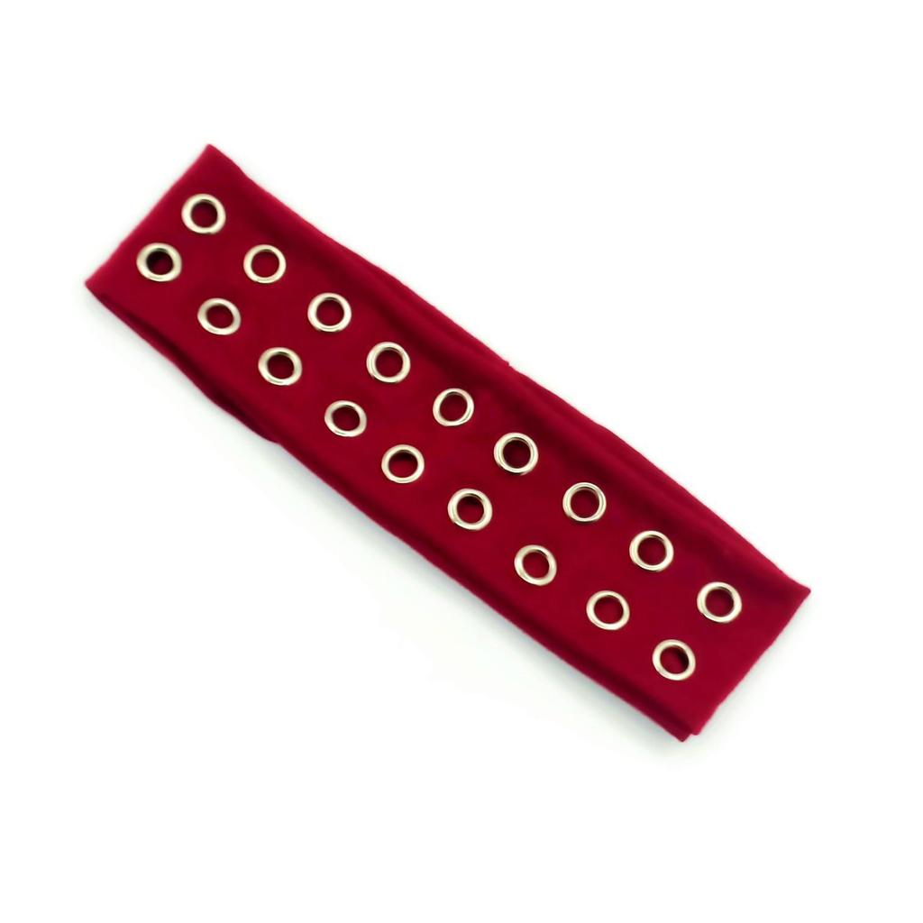 Punk Girl Elastic Headband With Hollowed Eyelets For Steampunk And Metal Rock Party Wear Women Fashion Accessories
