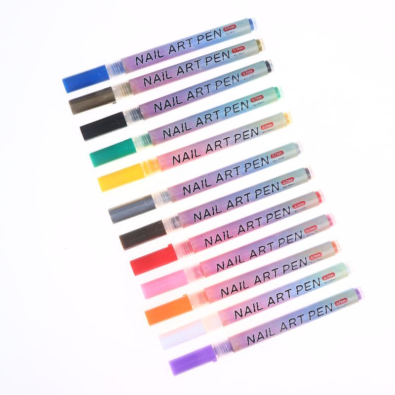 4/12 Stück/Set Bunter Nail Art Graffiti Stift Wasserdicht DIY 3D Nail Art Zeichenstift Abstrakte Linien Feine Malwerkzeuge
