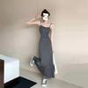 "2025 Summer Off-Shoulder High Waist Suspender Dress - Knee-Length & Slimming"