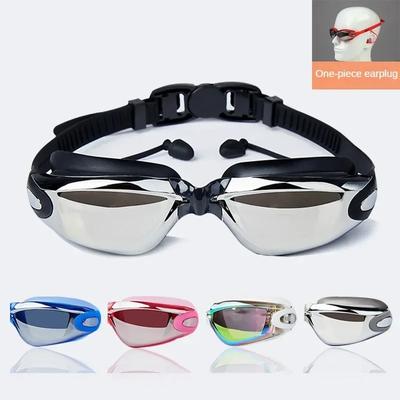 Occhialini da Nuoto Adulti Occhiali da Nuoto con Tappi per le Orecchie Uomo Donna Antiappannamento Impermeabili Occhiali da Nuoto Piscina Immersione Allenamento Gara