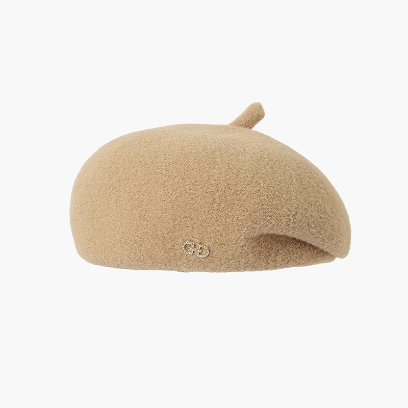 Hat Women's woolen beret Autumn and winter retro literary painter hat Versatile face small warm bud hat