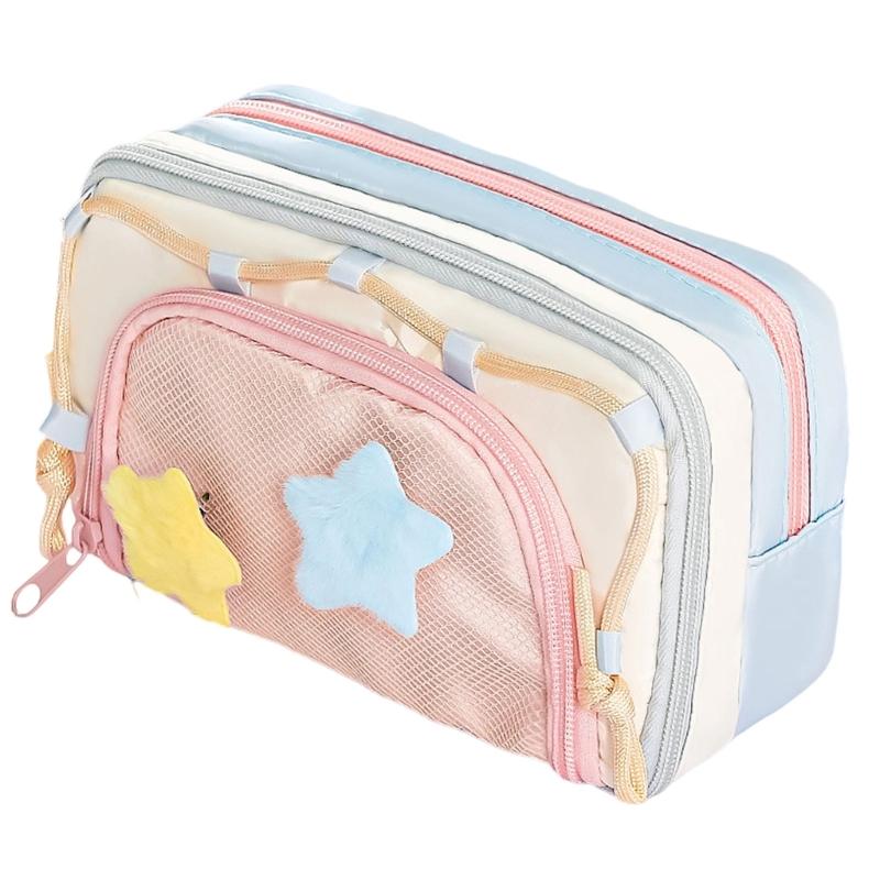 Large Capacity Pencil Case Fabric Pencils Bag Multi Compartments Pen Pouches Big Capacity Pens Organiser for Student