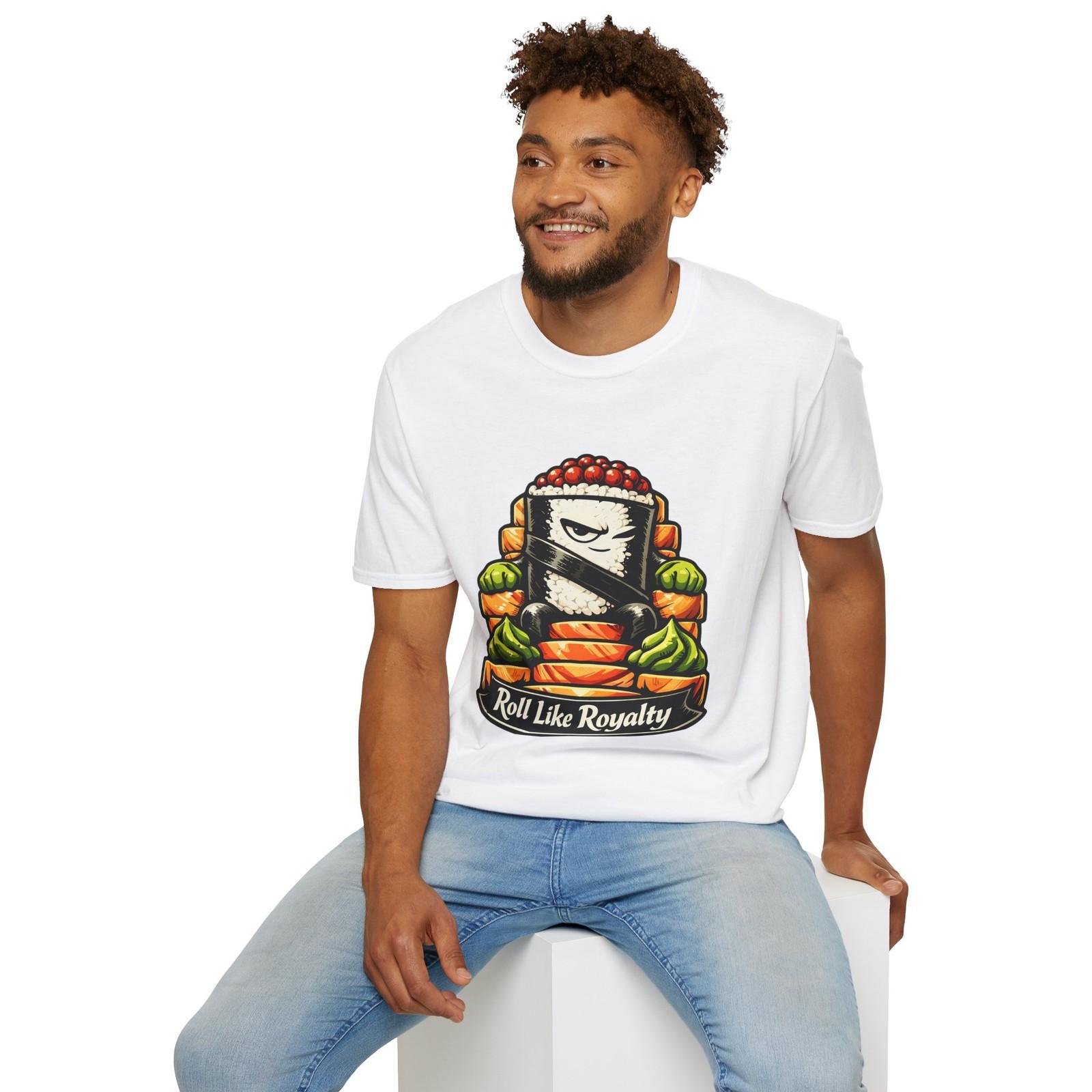 Unisex Softstyle T-Shirt Sushi Roll Emperor Throne Ginger Wasabi Kitchen Humor S разноцветный