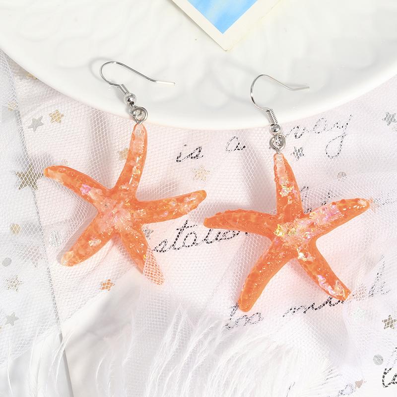 Modische Bonbonfarbe Pailletten Seestern Ohrringe für Damen Mädchen Sommer Strand Bohemia Hängeohrringe Urlaubs Schmuck Geschenke