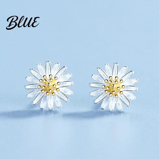 Plated Earrings 1 Pair Stud Mini Chrysanthemum Design Ear