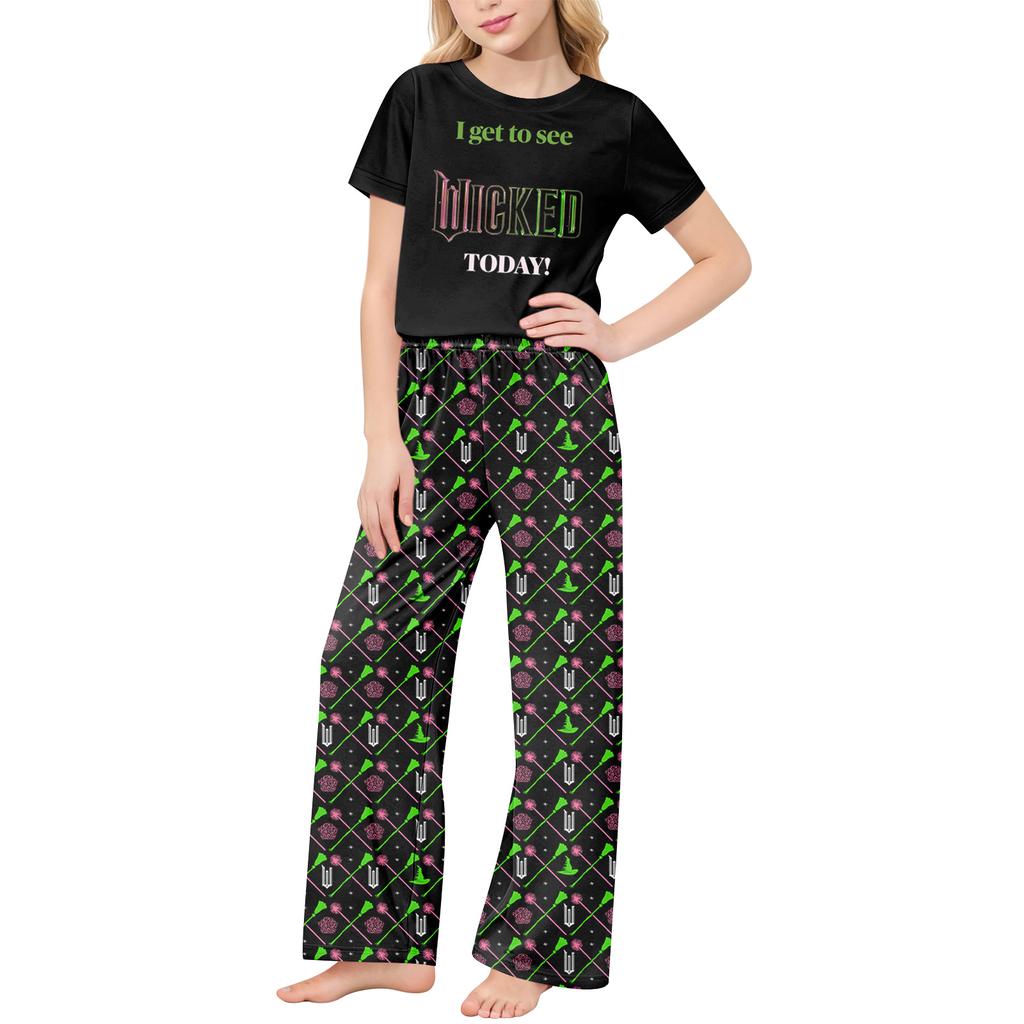 Children's Short-Sleeve Printed Two-Piece Pajama Set With T-Shirt And Pants