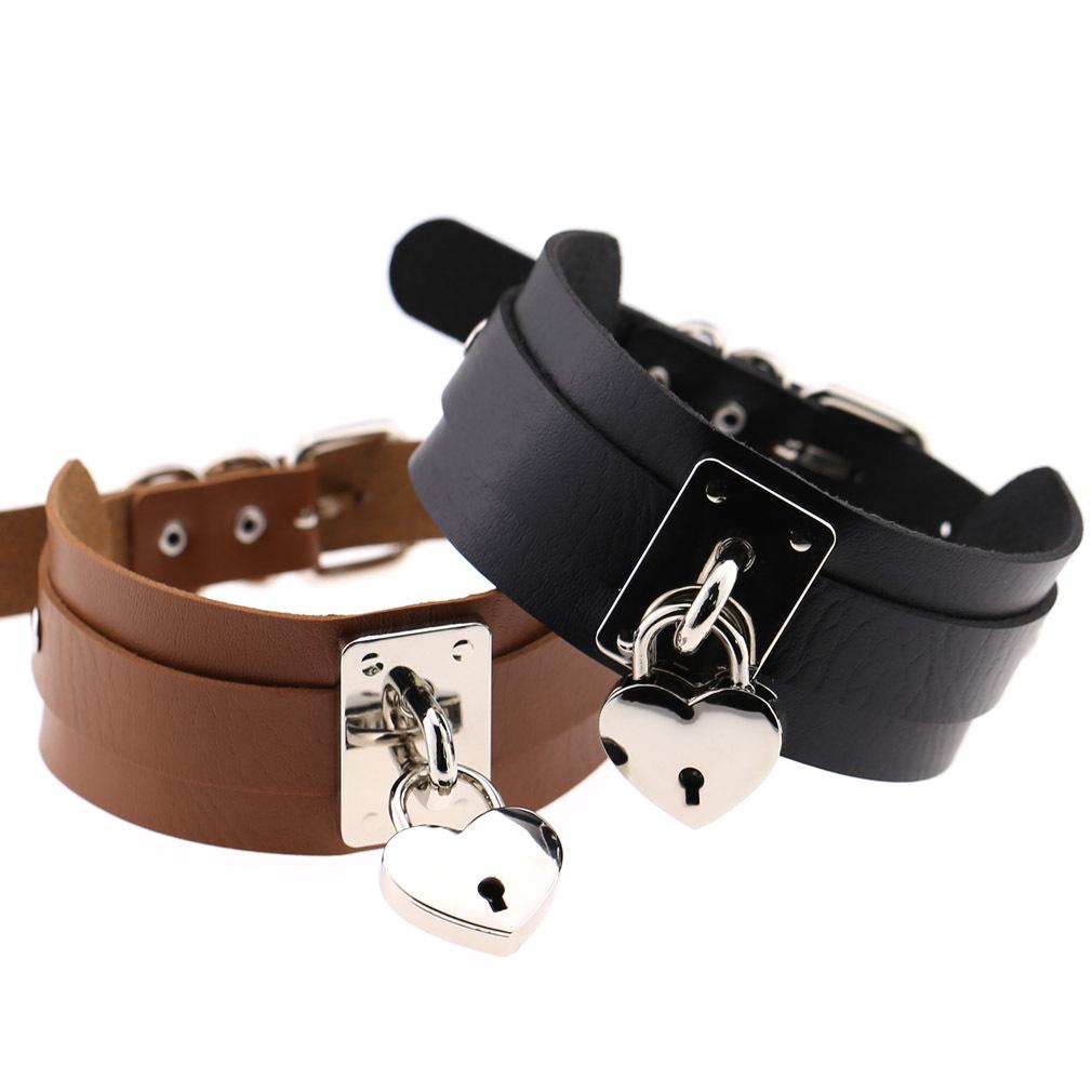 Übertriebener europäisch-amerikanischer Stil PU-Leder Doppellagiges Herzschloss Halsband