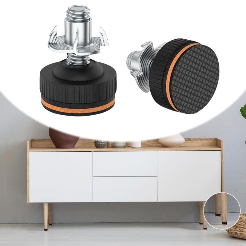 Adjustable 3/8" Furniture Leg Levelers with High Density Rubber Floor Protectors Adjustable Leg Levelers for Furnitures