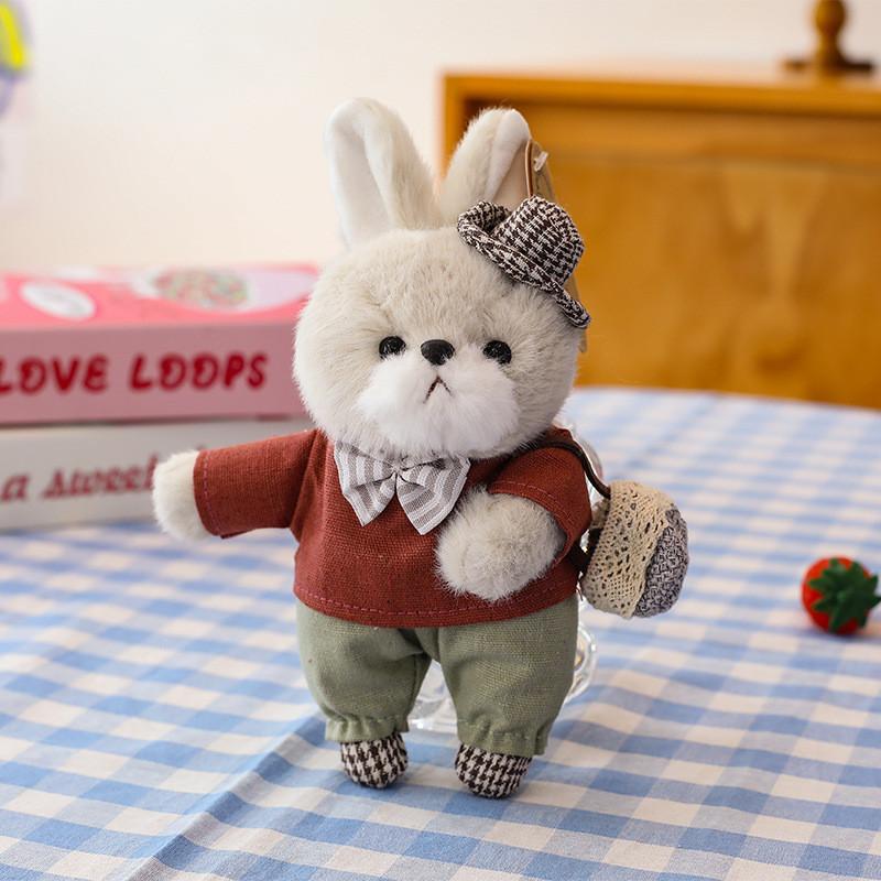 Toy Plush Rabbit Doll Clothes Couple Key Chain Backpack Accessory Gift Birthday