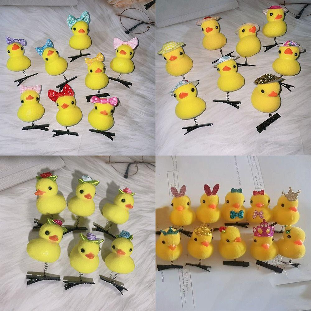 10pcs Little Yellow Duck Spring Hair Clip Cartoon Headwear Hair Styling Tool Hairpin  Hair Accessory