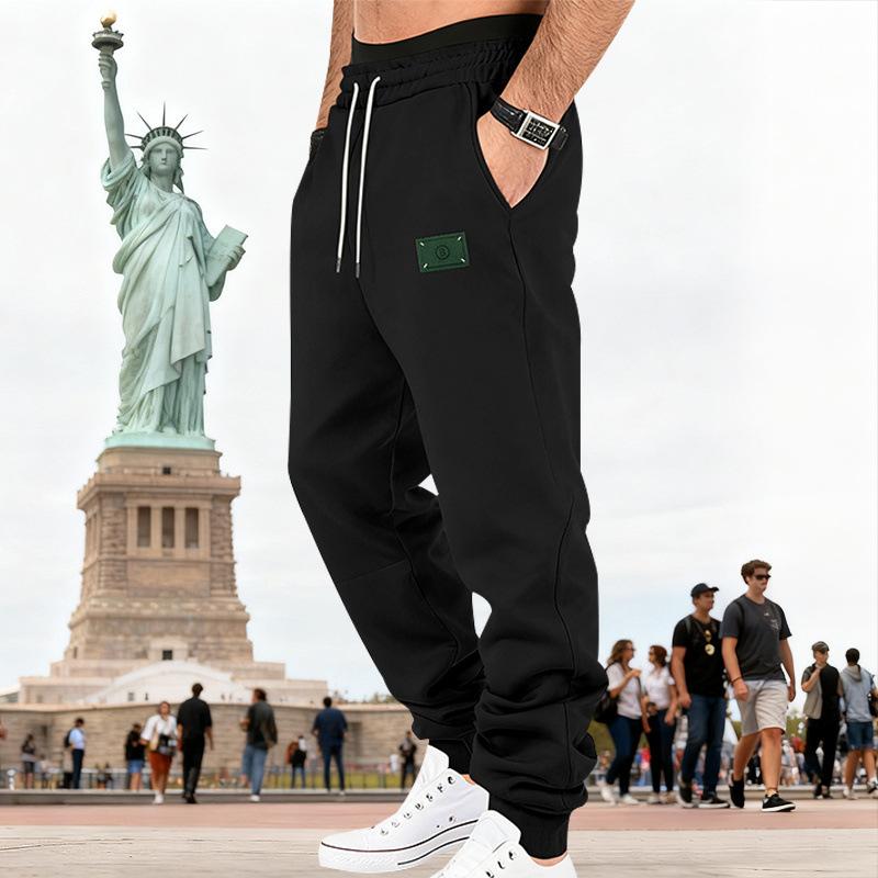 

2025 Новые осенне-зимние свободные модные и универсальные повседневные спортивные штаны L чёрный