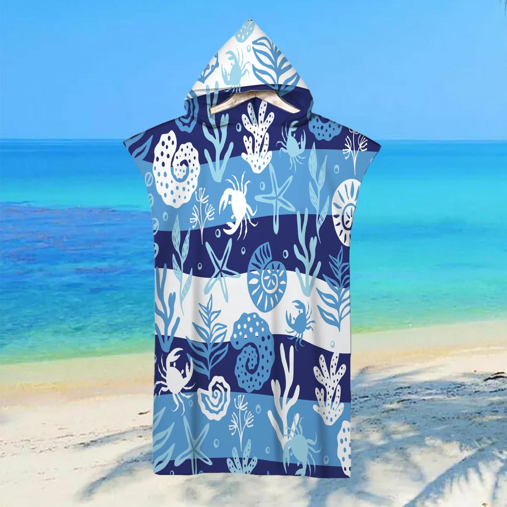 Adult Kids Beach Towel Quick Dry Hooded Cloak Children Women Large Bath Towels Sand Free Poncho Bathrobe For Summer Swim Surf
