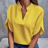 Women's Summer Casual Solid Colour V-Neck Loose Shirt Top