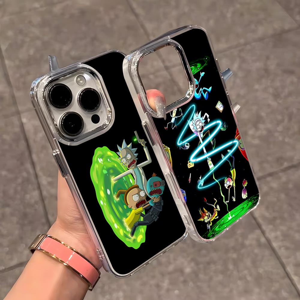 Mad Scientist R-Ricks Phone Case For IPhone 17 Air 16 E 15 14 13 12 11 Plus Pro Max Electroplated Transparent Soft Shell