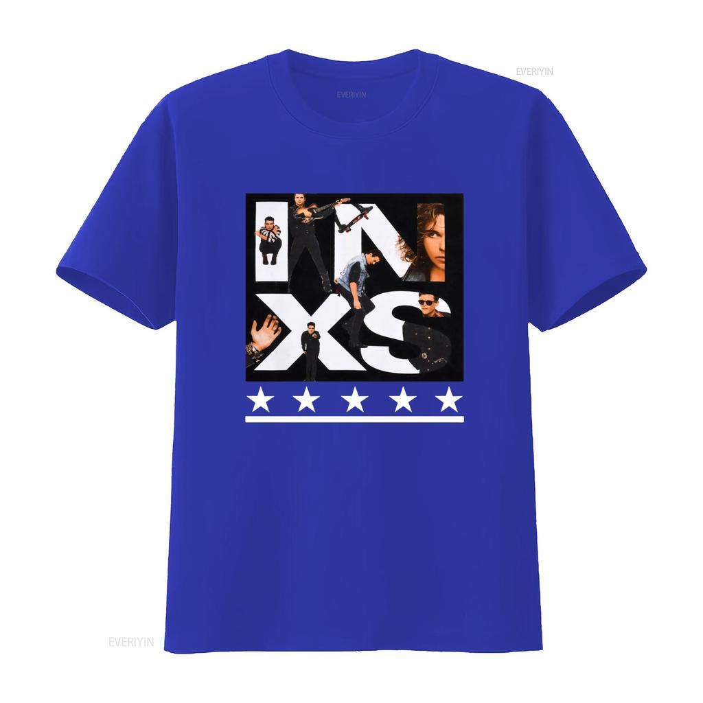 Vintage Inxs Print T Shirt Rock Band Style vintage Washed homme designer clothes Top For Everyday Wear fashion Versatile