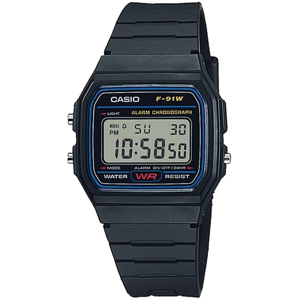 

Casio F91 Digital Alarm Sports Men s Watch F91W-1 Black Blue Digital Display