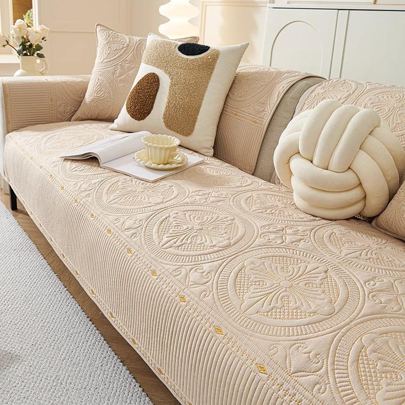 Cream Wind Sofa Cushion, High-End Sense, Universal In All Seasons, Simple And Modern Non-Slip Washed Cotton Fabric Seat Cushion Cover