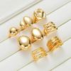 8Pcs/Set Exaggerated Gold Color Irregular Open Rings For Women Vintage Smooth Wide Face Open Ring Set New Fashion Chunky Jewelry