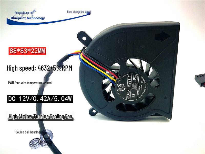High Airflow 8.8CM Double Ball Bearing Turbine Blower Fan, 12V. Specify Other Plug or Cable Length