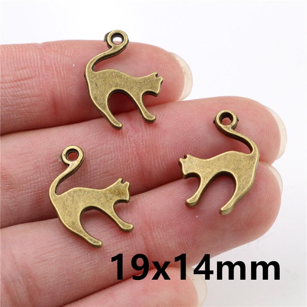 19x14mm 20pcs Antique Silver Plated Bronze Plated Cute Cat Handmade Charms Pendant:DIY for bracelet necklace 