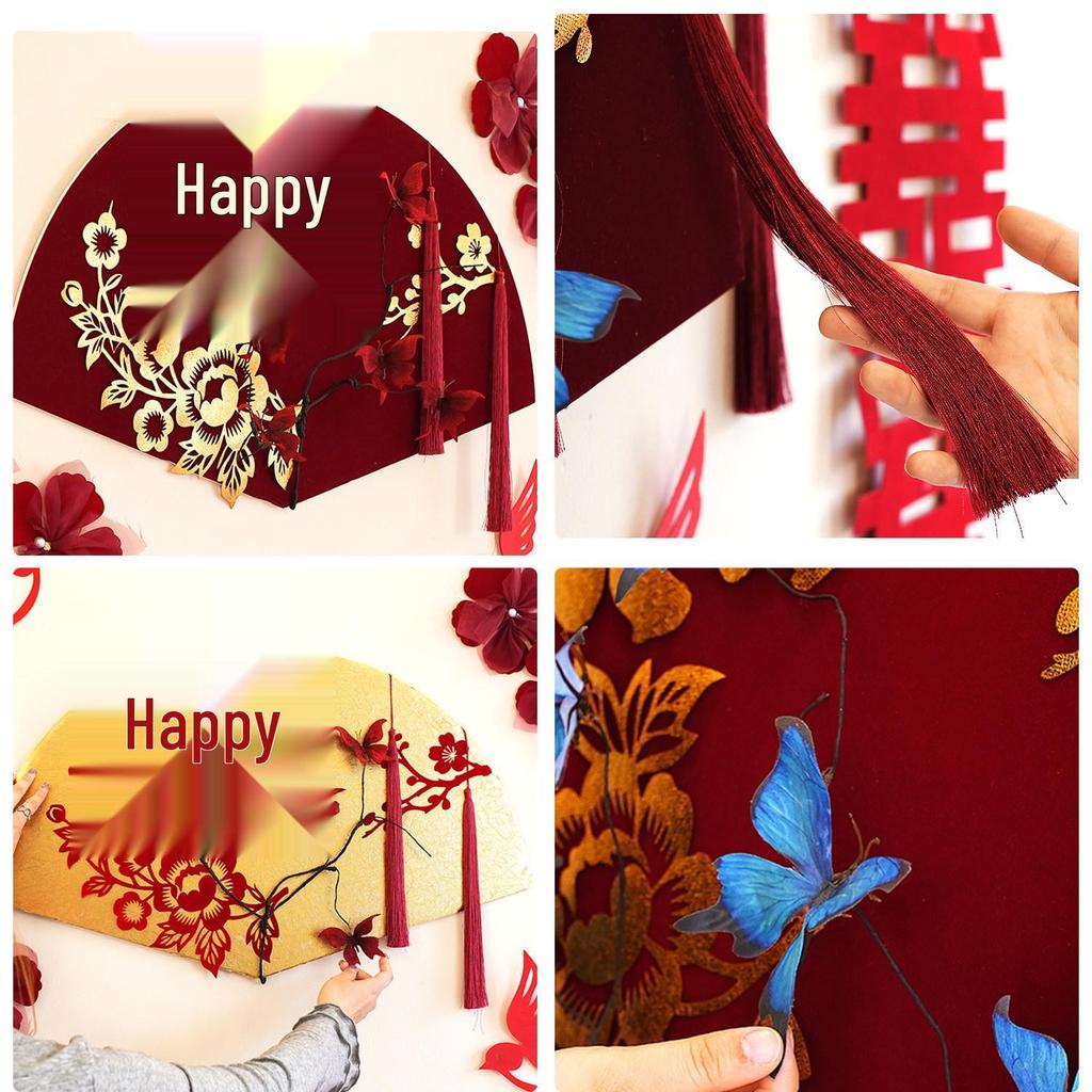 Chinese Style Wedding Room Wall Decor Double Happiness Streamers