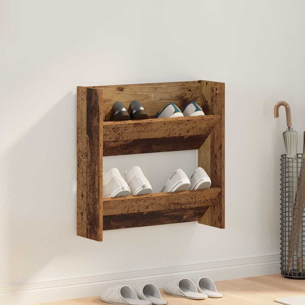 Shoe Cabinet with Shelf Rustic Wood Look 60 x 18 x 60 cm Engineered Wood