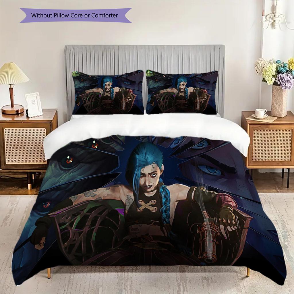 Fantasy Warriors Emblem Bedding (1 * duvet cover + 2 * pillowcase, without core) 2D Flat Duvet cover and pillowcase Soft and comfortable Bedding set
