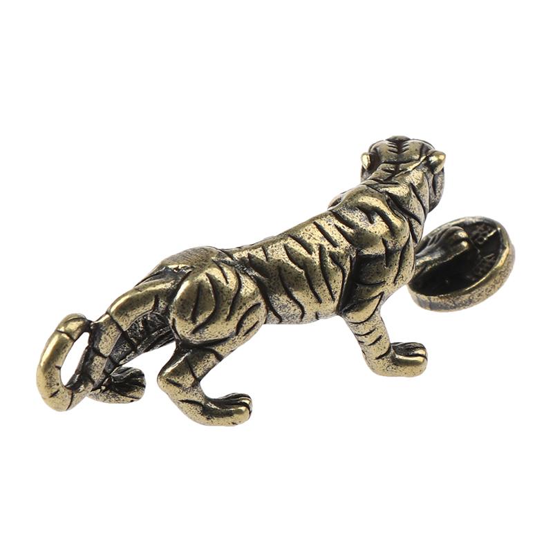 Brass Tiger Statue Ornament Chinese Zodiac Tiger Office Desk Decoration Pendant