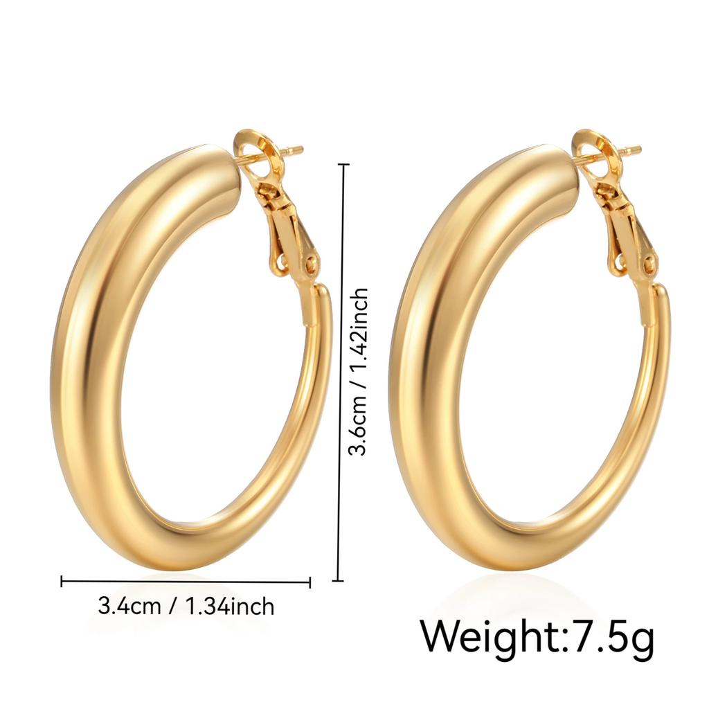 Stainless Steel Chunky Hoop Earrings for Women Teen 18K Gold Plated Hypoallergenic Thick Huggie Hoop Jewelry for Christmas Gifts