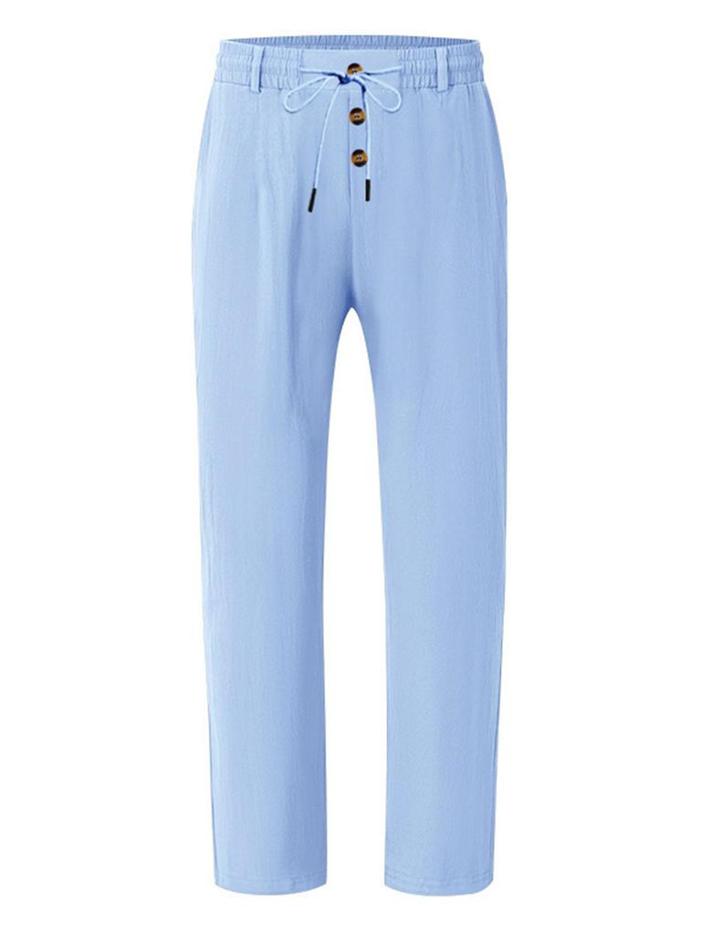 Summer Men's White Linen Pants - Casual Breathable and Perfect for Beach and Daily Wear Straight Leg Design