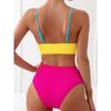 Women's Color Block Twist Front Bikini Set High Waist Two Piece Swimsuit