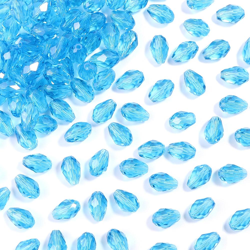 50pcs/lot 8x12mm Droplet Shaped Crystal Beads Colorful Loose Spaced Faceted Glass Beads For DIY Exquisite Bracelet Earring Gifts