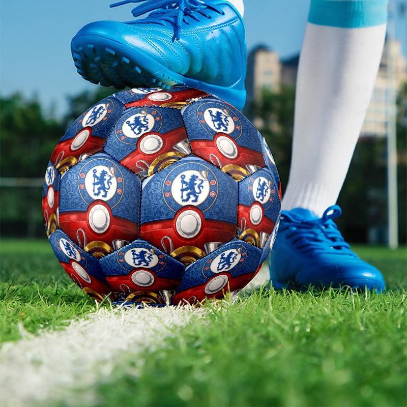 Chelsea Football Club Print Size 5 Soccer Ball, PU Wear Resistant Football for Match Training and Daily Practice, Birthday Gift for Soccer Fans