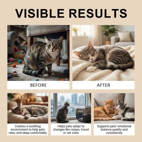 Cat Calming Pheromone Diffuser, 200ml Cat Calming Pheromone Refill, Plug-in Pheromone Diffuser for Cats Kittens Anxiety Stress Fear Behavior Relief