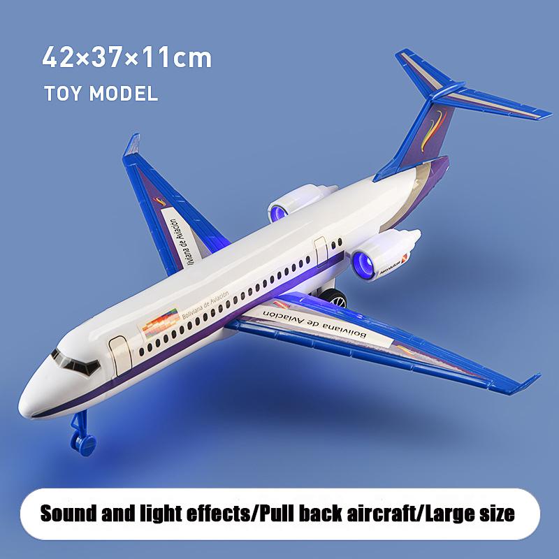 43cm Simulationsflugzeugmodell mit Ton und Licht, Trägheits-Rückziehflugzeugspielzeug, Geschenk für Kinder