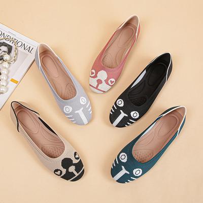 Fashion New Flats Shoes Woman Spring 2024 New Fashion Round Head Collection Knit Comfortable Breathable Soft Sole Summer Single Shoes